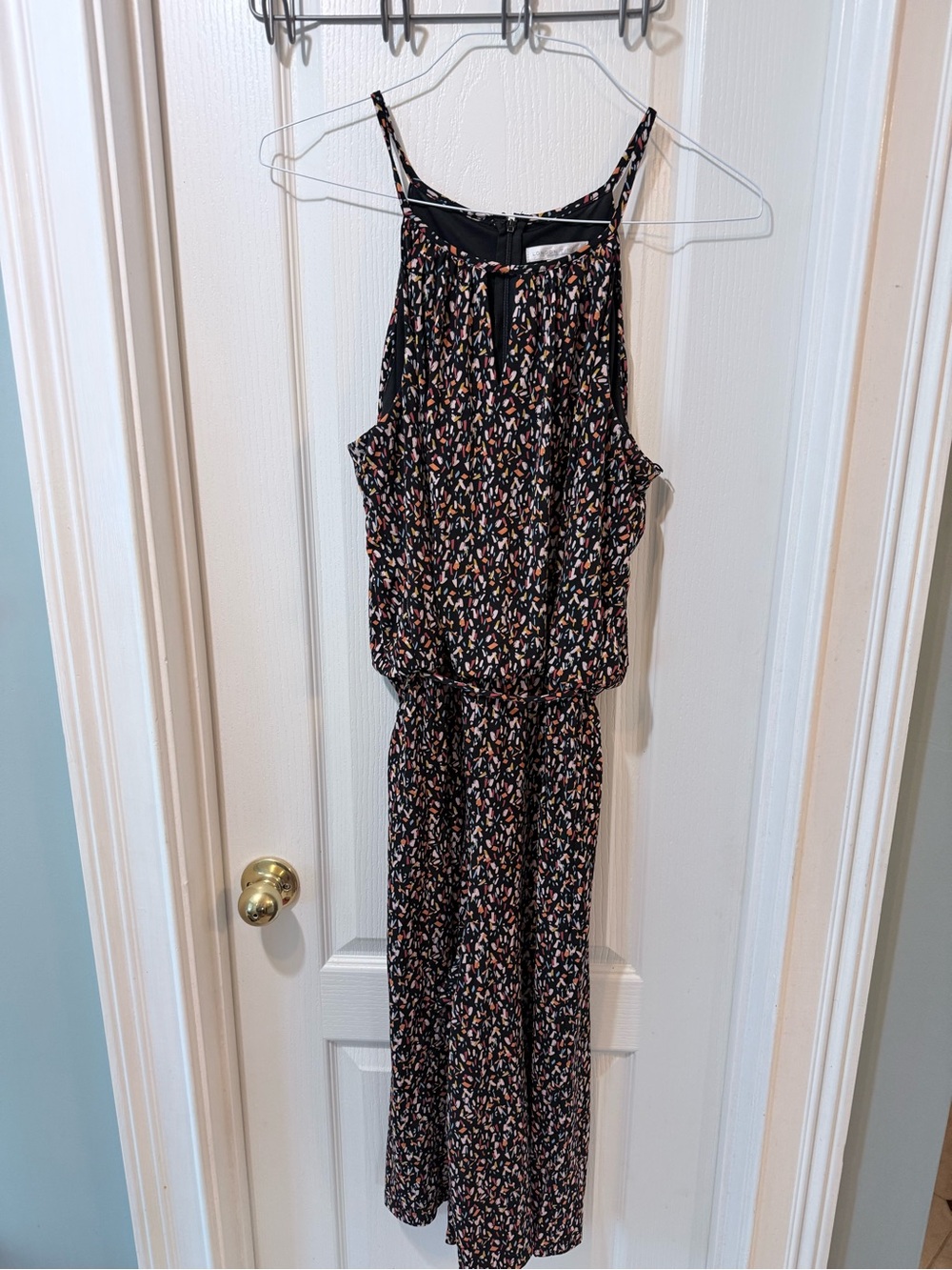 London Times Black Printed Halter Women's Culottes Jumpsuit